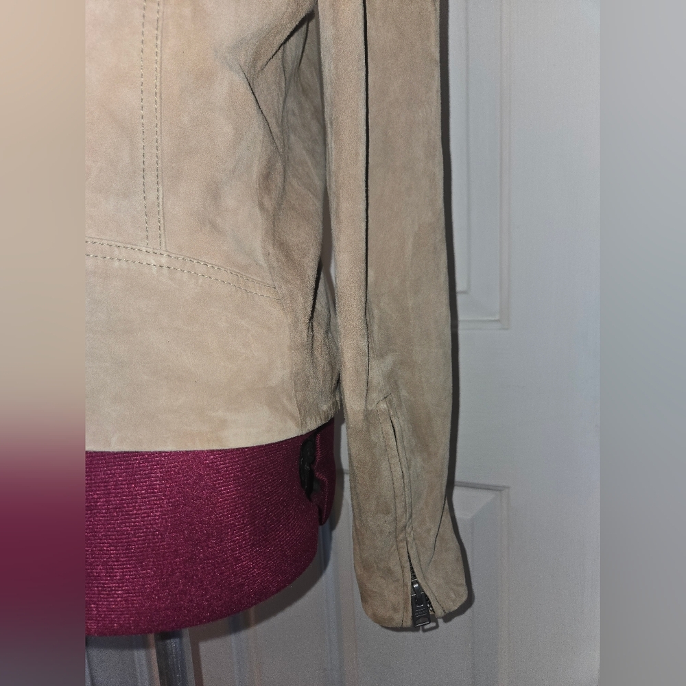 All Saints Dalby Slim Fit Tan Leather Asymmetrical Jacket - Picture 7 of 13